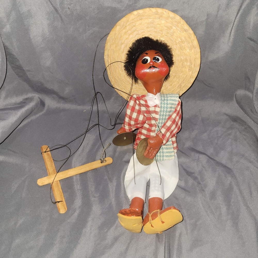 Vintage Marionette Hispanic Traditional Folk Doll Cymbals